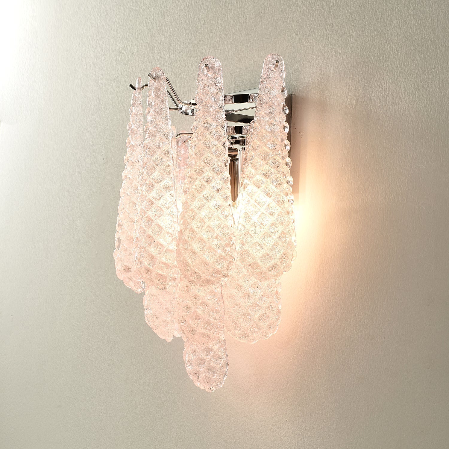 Eirelora Wall Sconce Pink Waffle Glass Modern