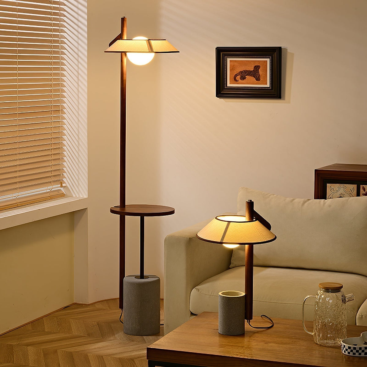 Mirz Minimalist Walnut Wood Floor Lamp