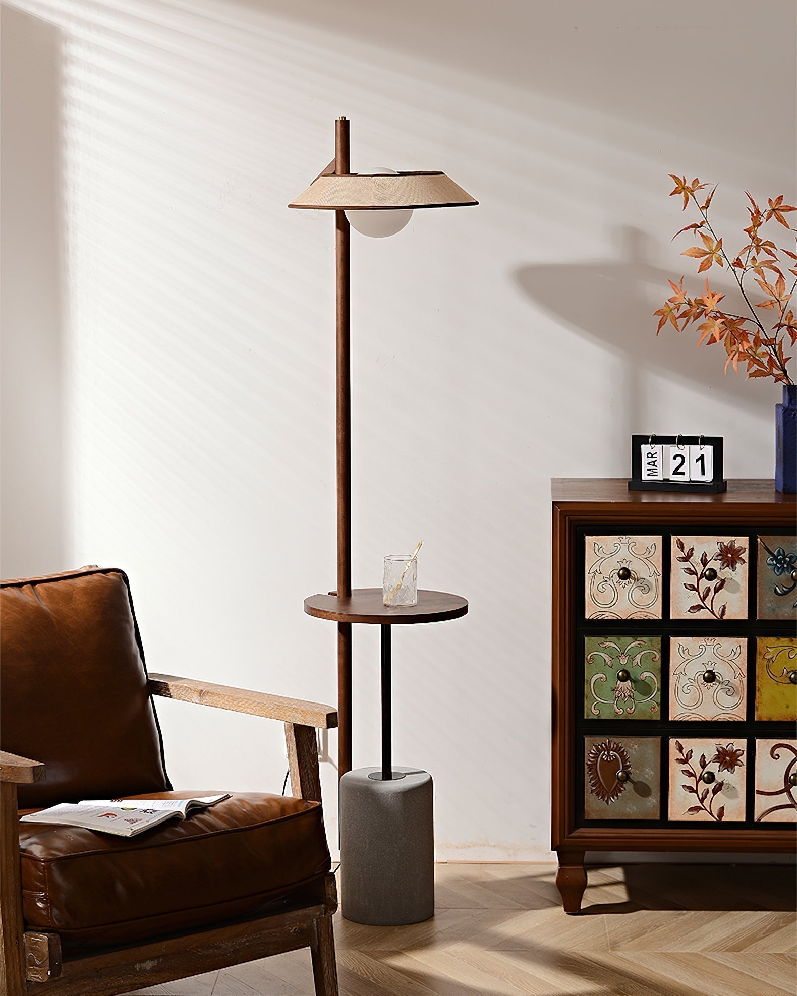 Mirz Minimalist Walnut Wood Floor Lamp