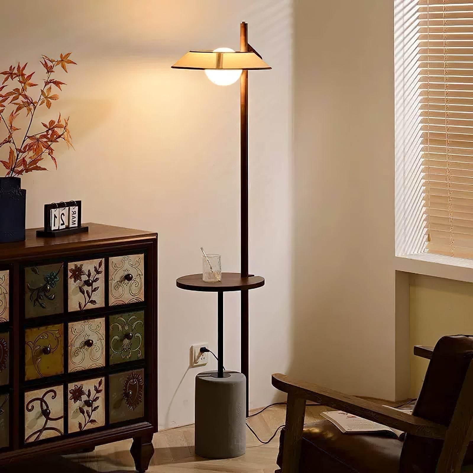 Mirz Minimalist Walnut Wood Floor Lamp