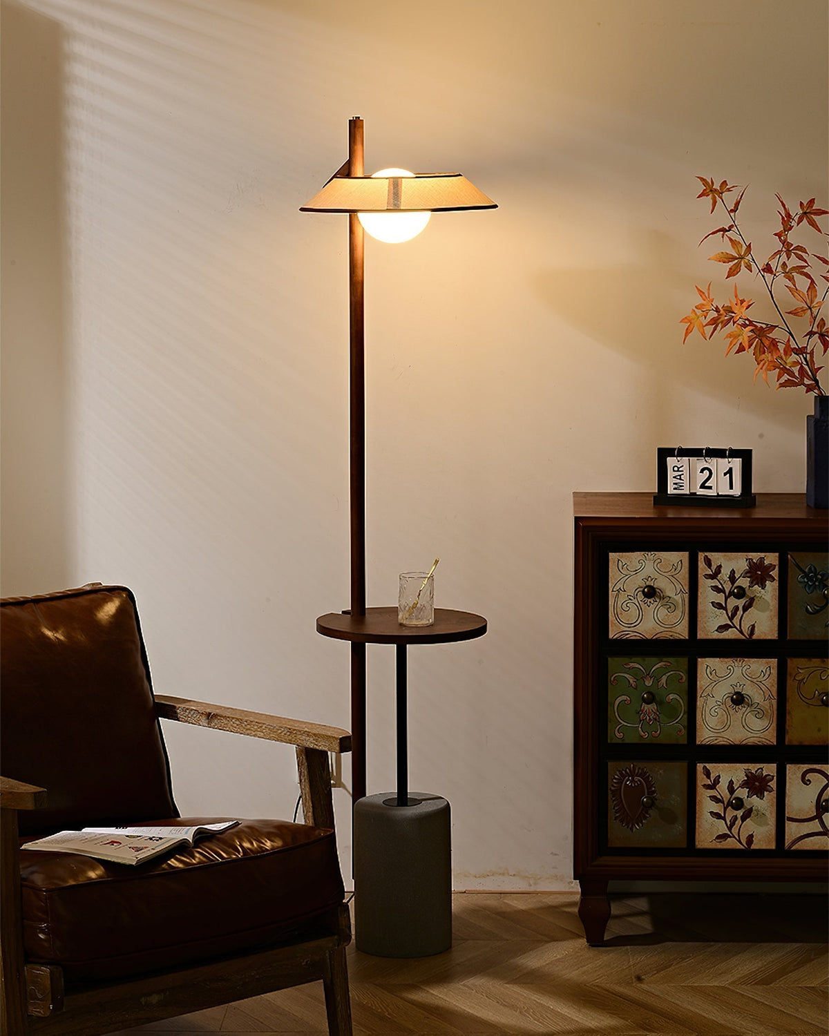 Mirz Minimalist Walnut Wood Floor Lamp