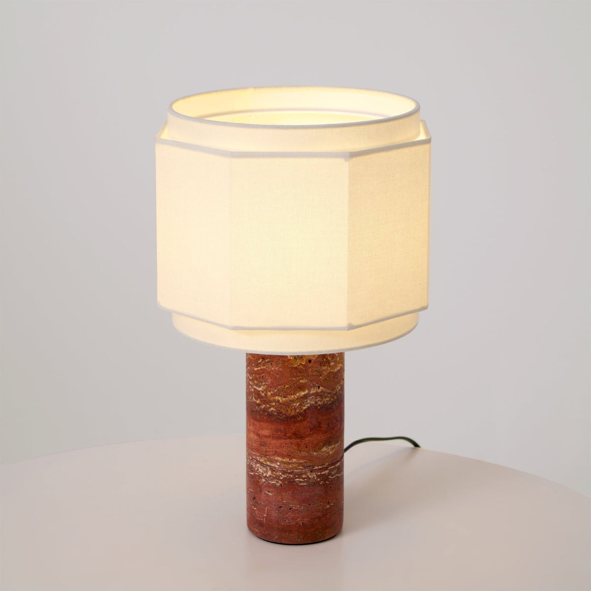 Eclipse Geometric Fabric & Marble Table Lamp