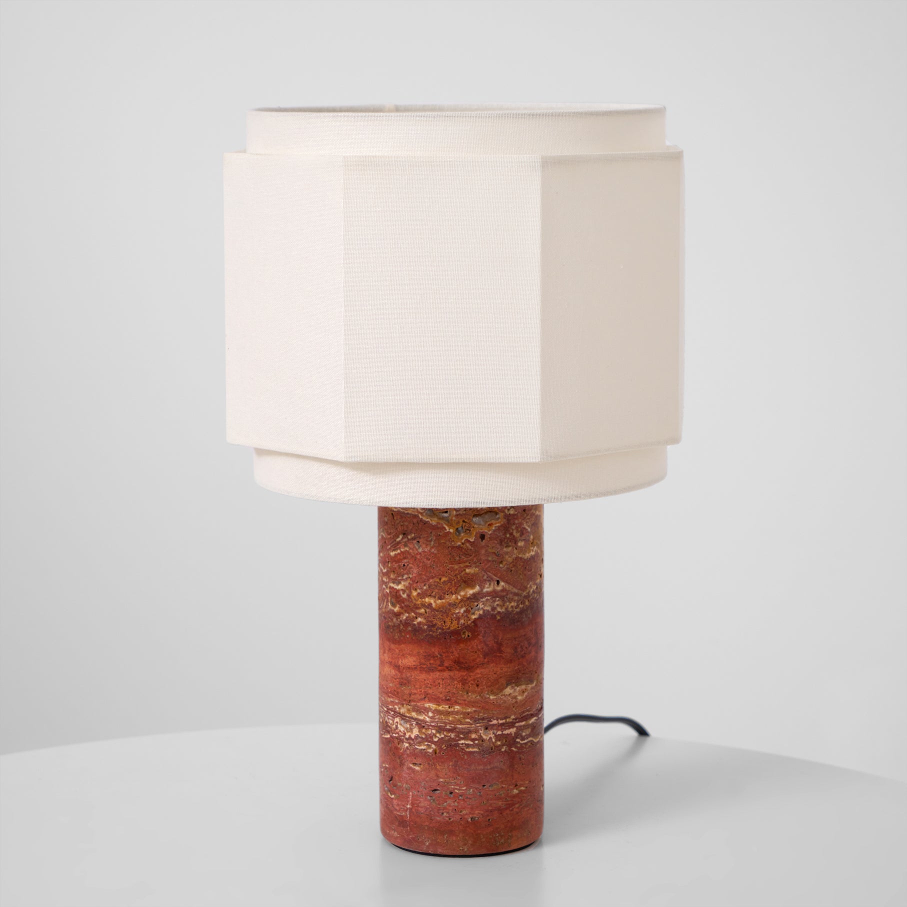 Eclipse Geometric Fabric & Marble Table Lamp