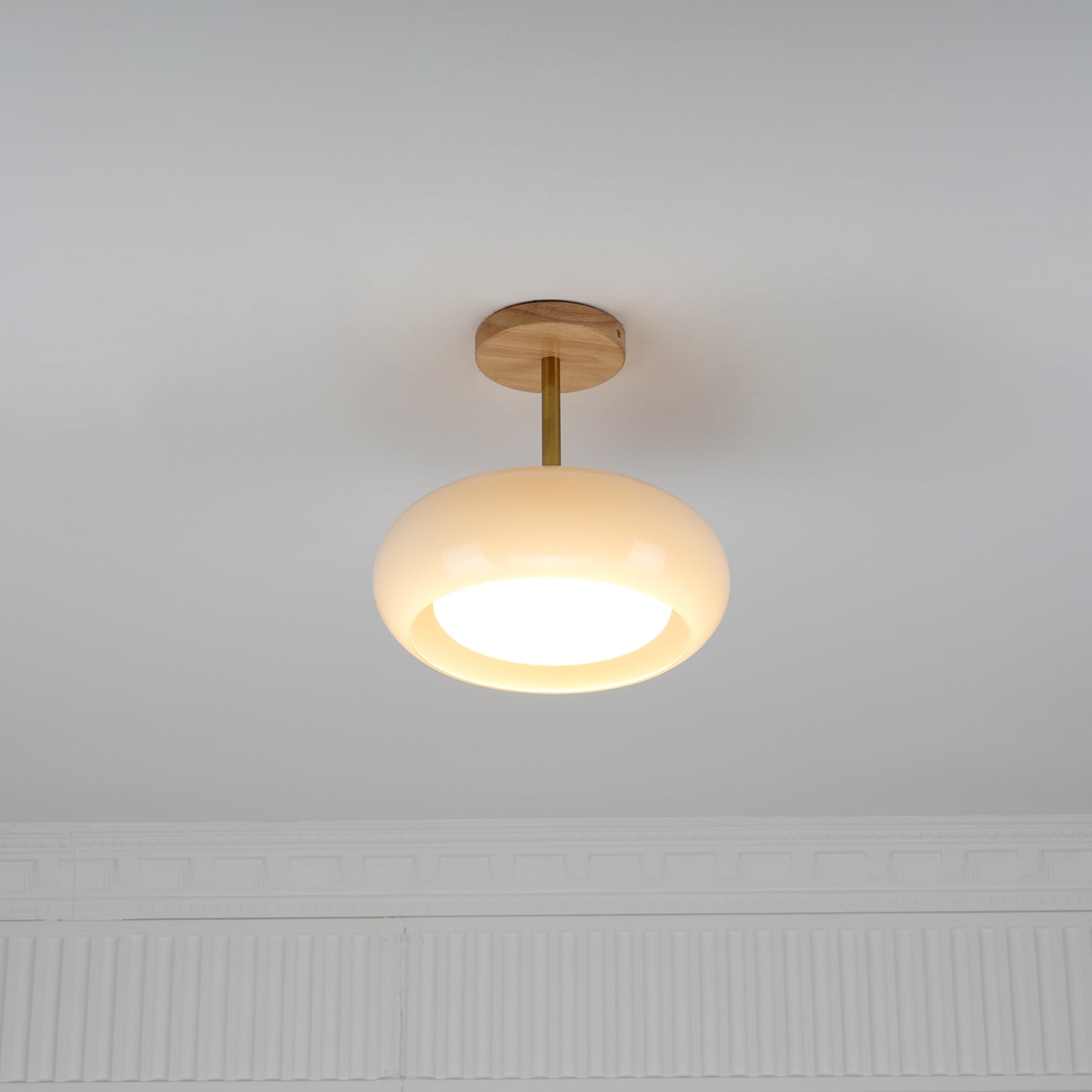 Solara Ceiling Lamp Glass and Wood Color Shade - Neutral Decor