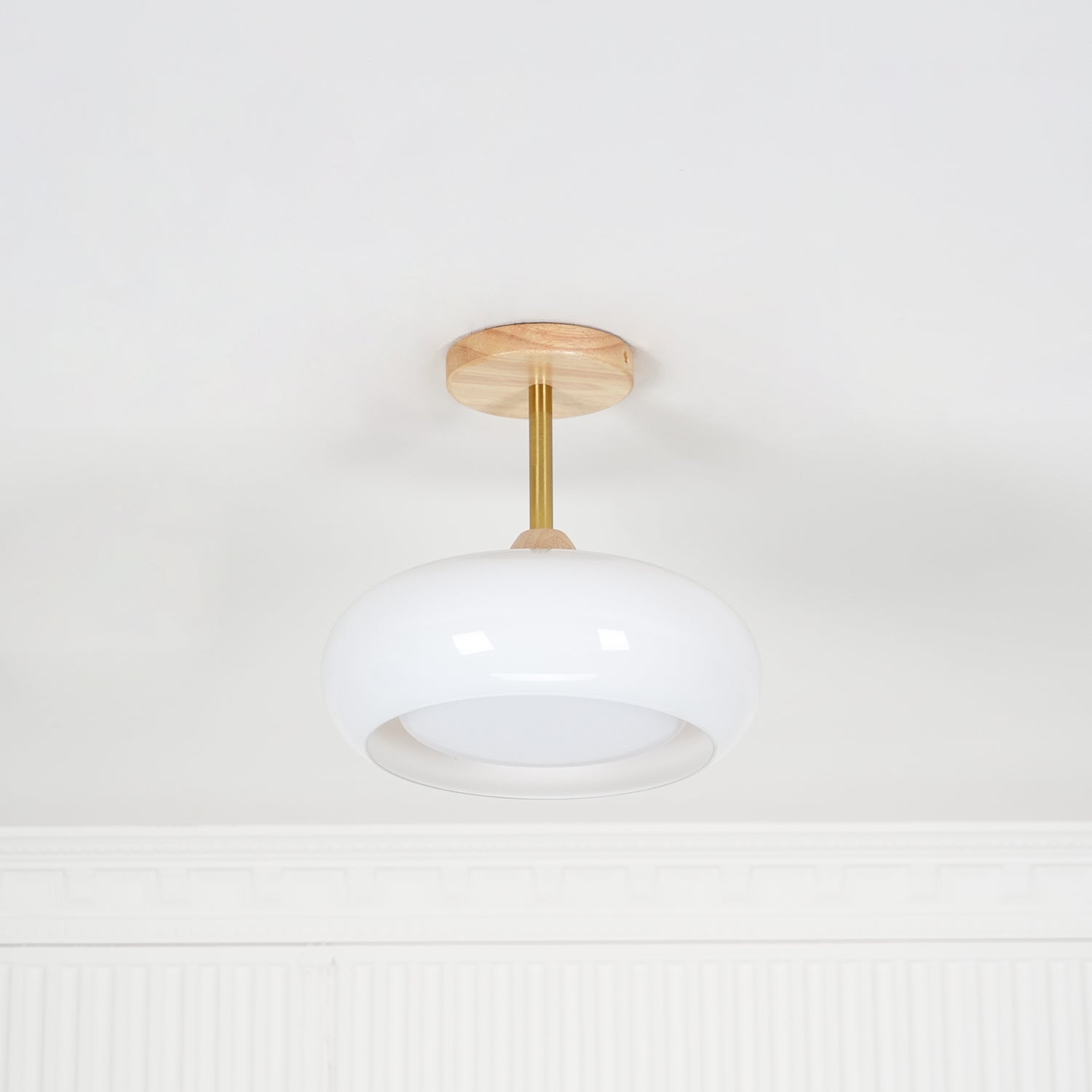 Solara Ceiling Lamp Glass and Wood Color Shade - Neutral Decor