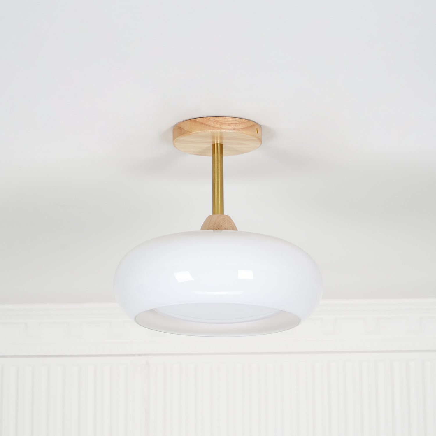 Thalia Flush Mount Ceiling Light Glass Wood &Orange&White
