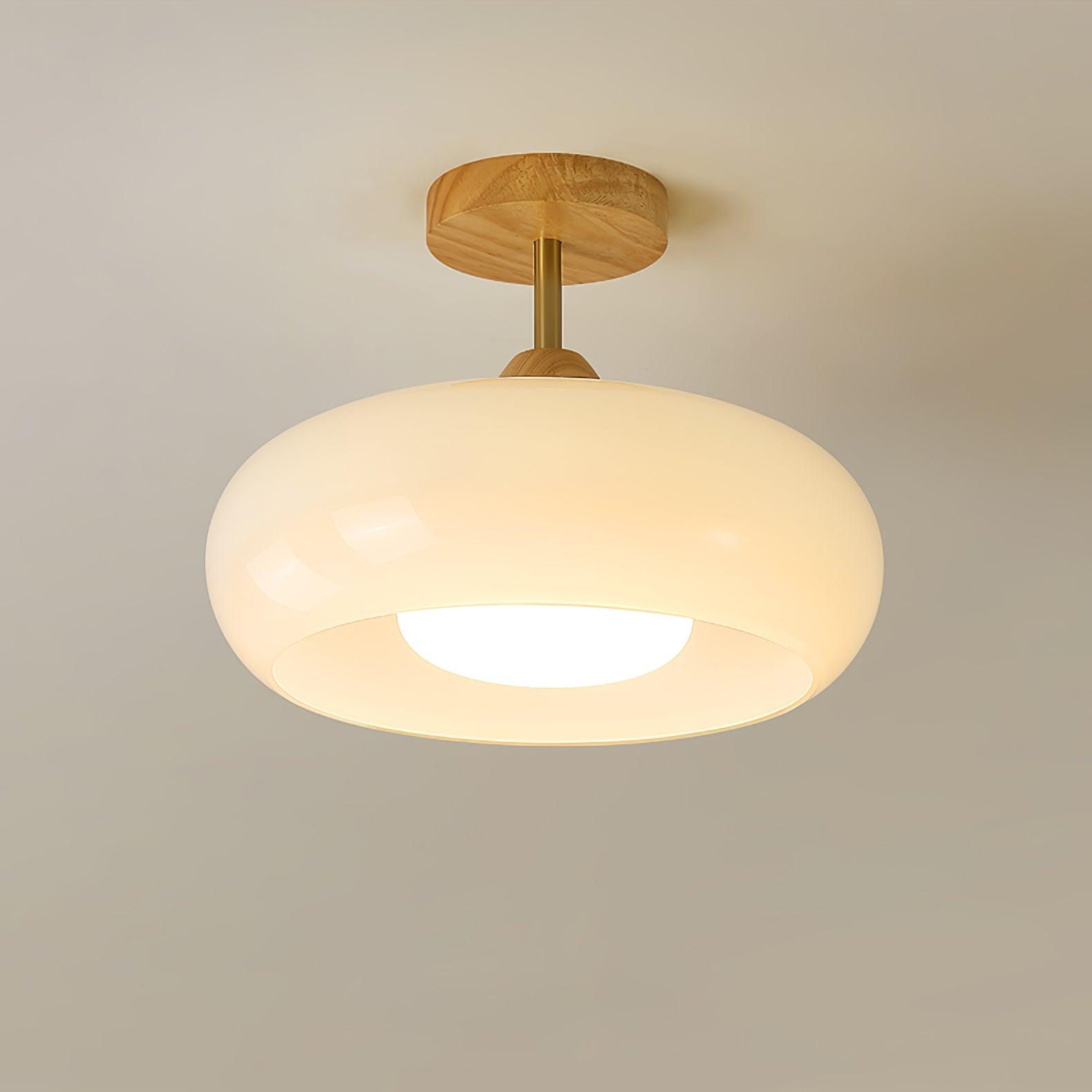 Thalia Flush Mount Ceiling Light Glass Wood &Orange&White