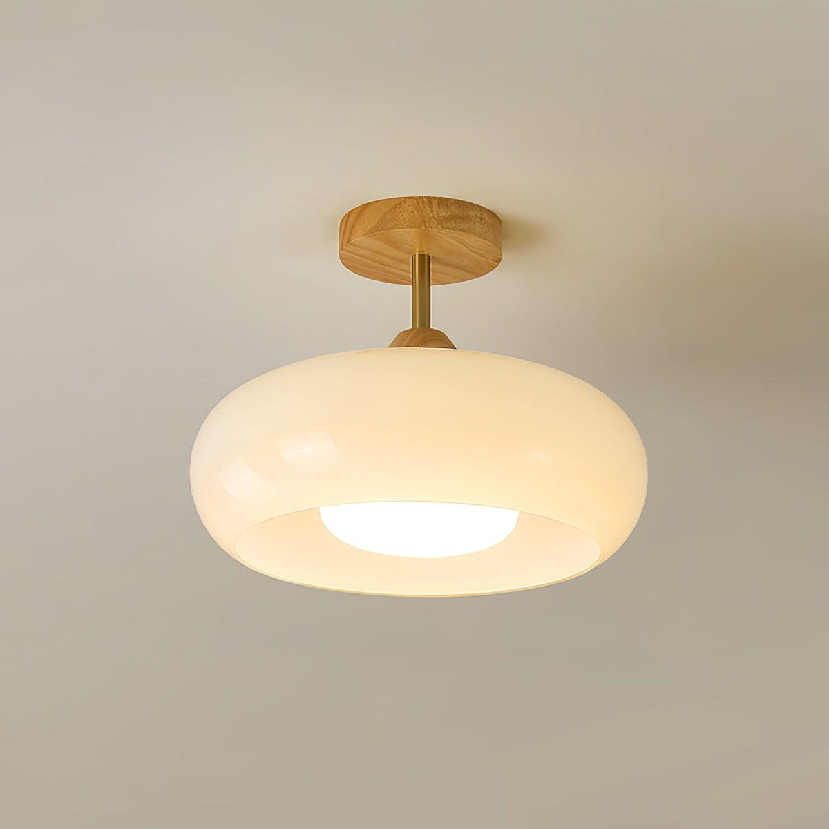 Thalia Flush Mount Ceiling Light Glass Wood &Orange&White