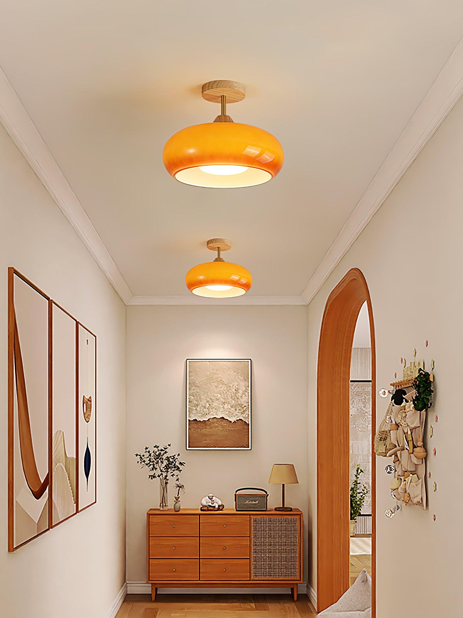 Solara Ceiling Lamp Glass and Wood Color Shade - Neutral Decor