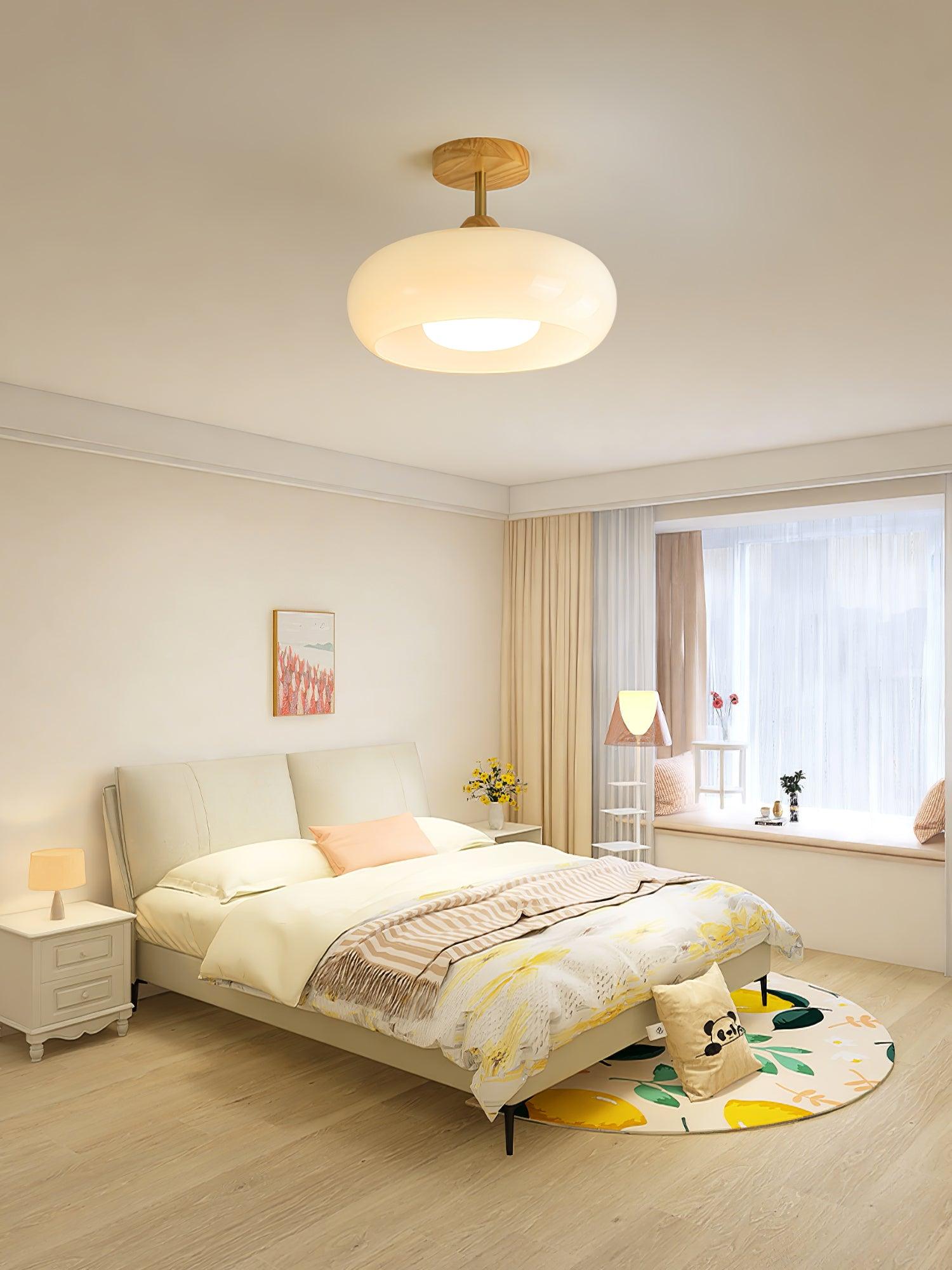 Solara Ceiling Lamp Glass and Wood Color Shade - Neutral Decor