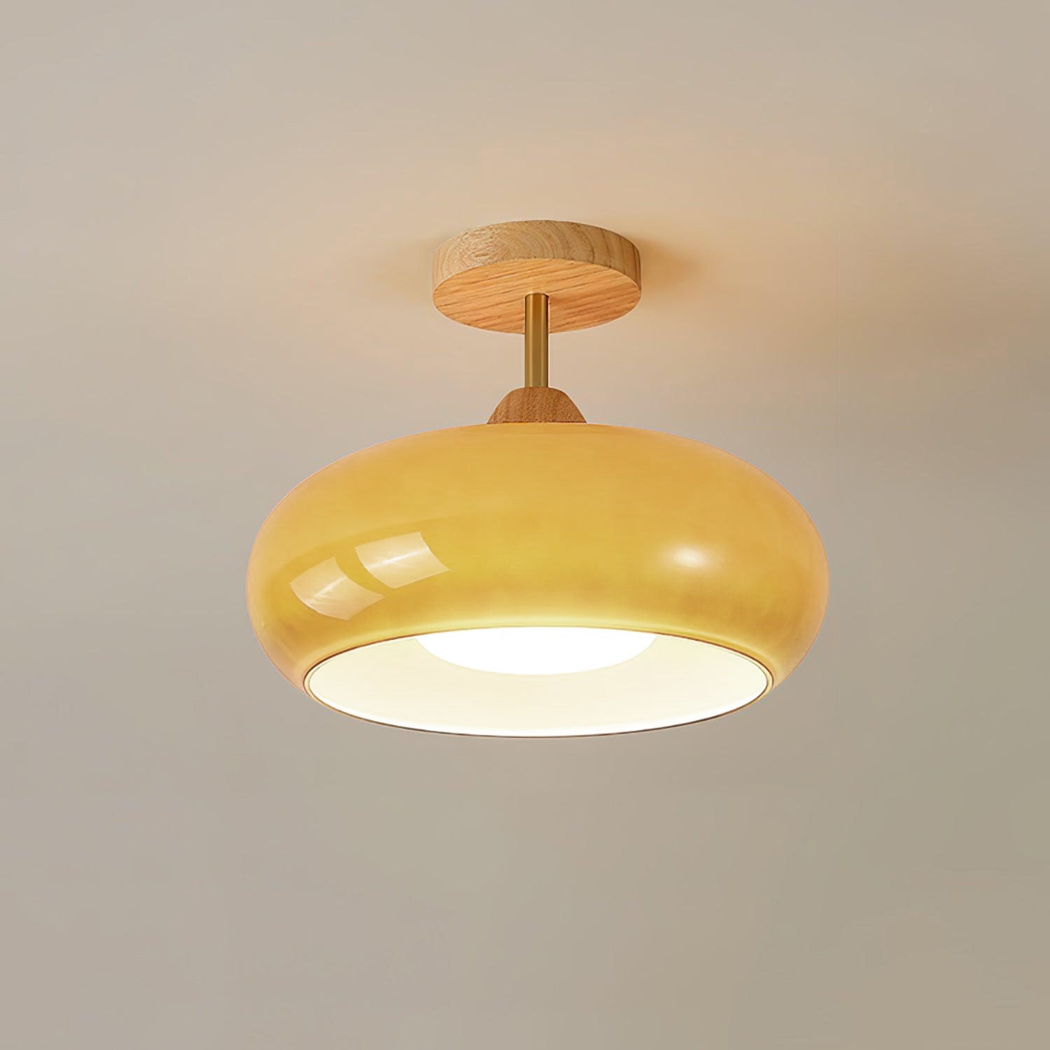Solara Ceiling Lamp Glass and Wood Color Shade - Neutral Decor