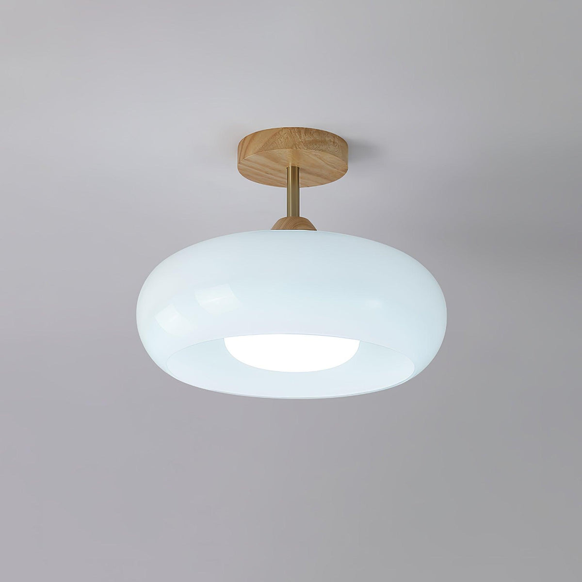 Thalia Flush Mount Ceiling Light Glass Wood &Orange&White
