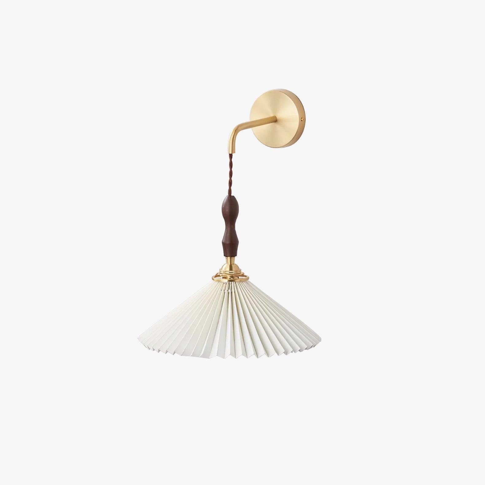 Mordan Premium	Elegance Pleated Walnut Wooden Wall Lamp