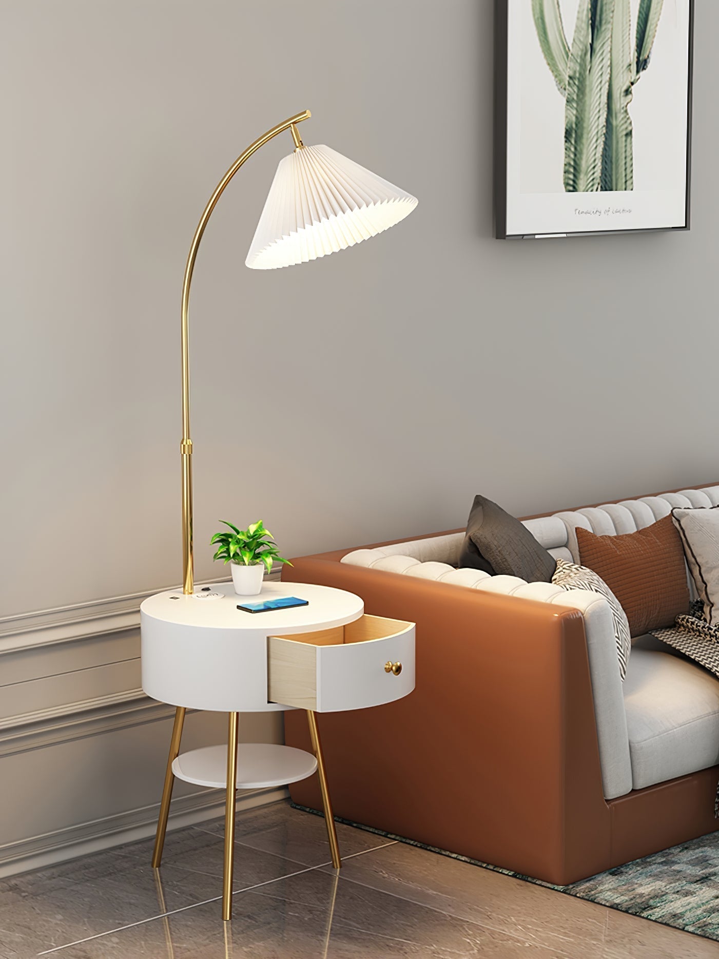 Arcora Pleated Arc Floor Light