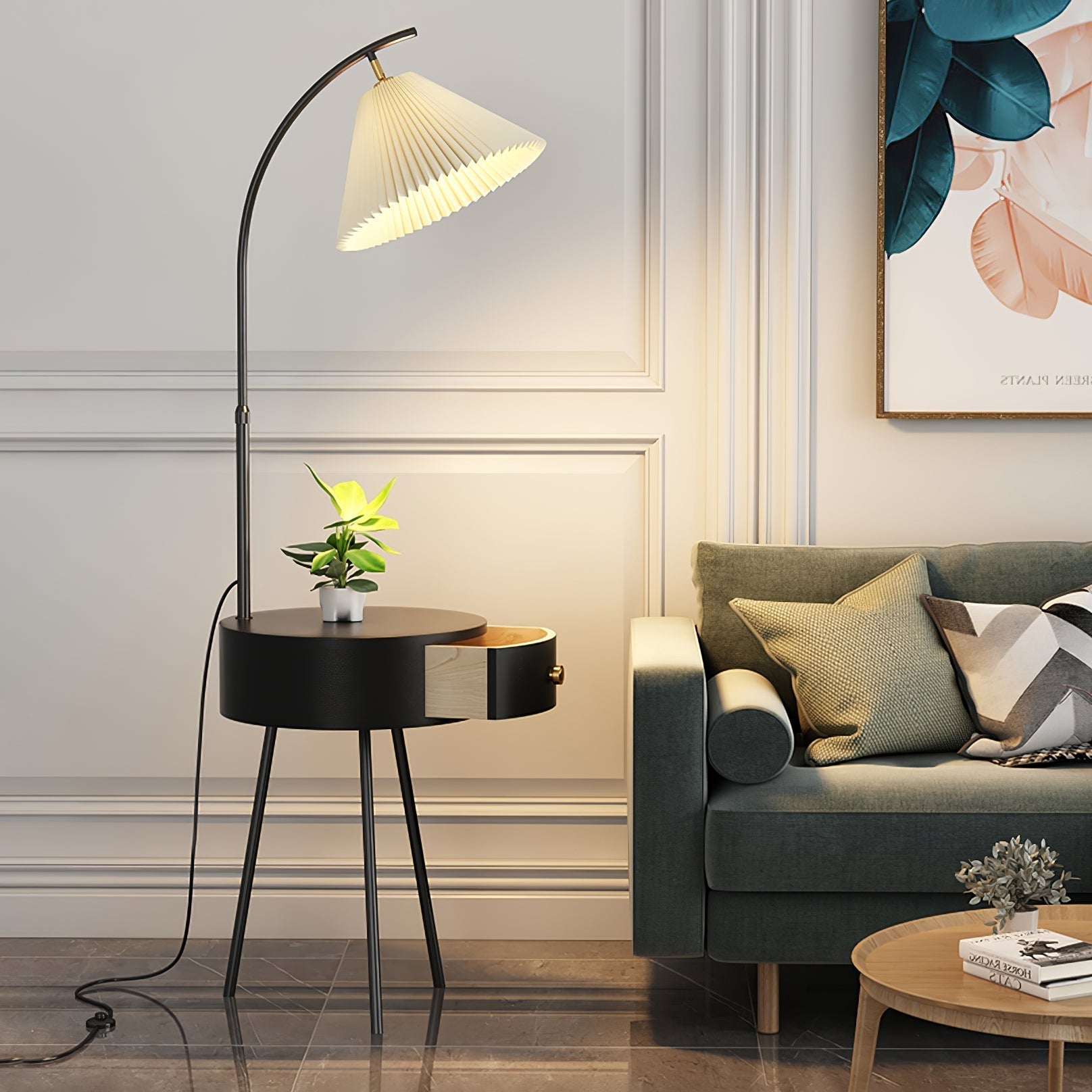 Arcora Pleated Arc Floor Light