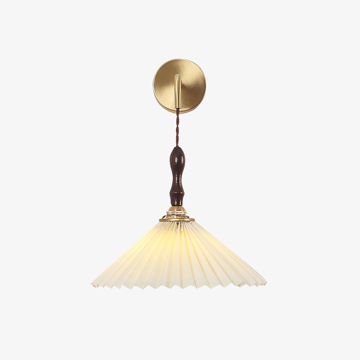 Mordan Premium	Elegance Pleated Walnut Wooden Wall Lamp