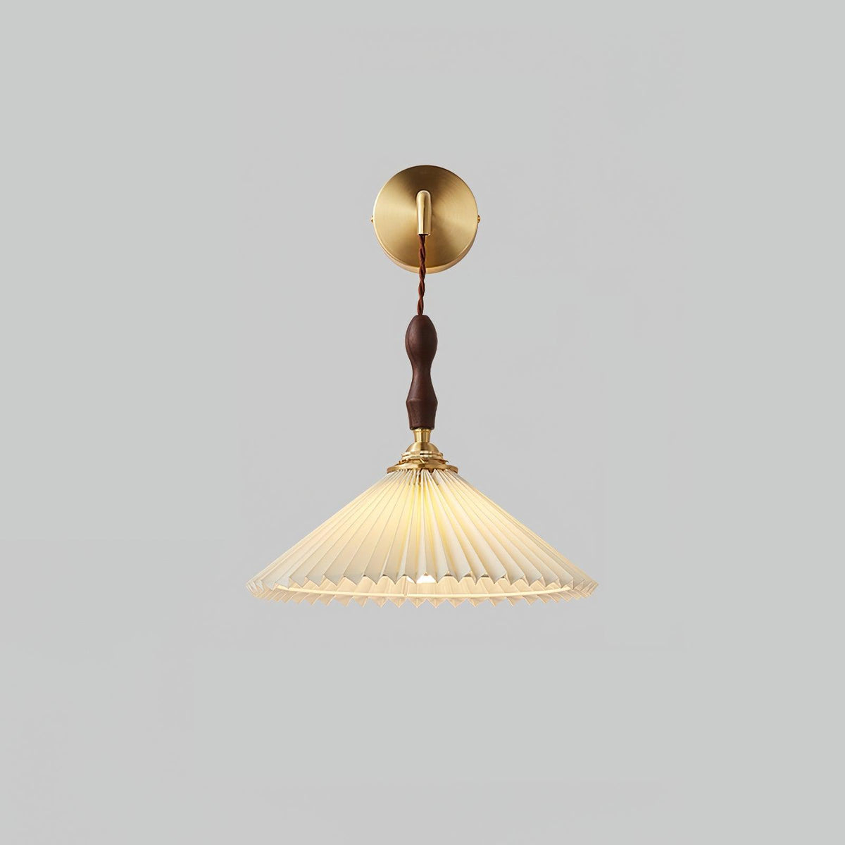 Mordan Premium	Elegance Pleated Walnut Wooden Wall Lamp