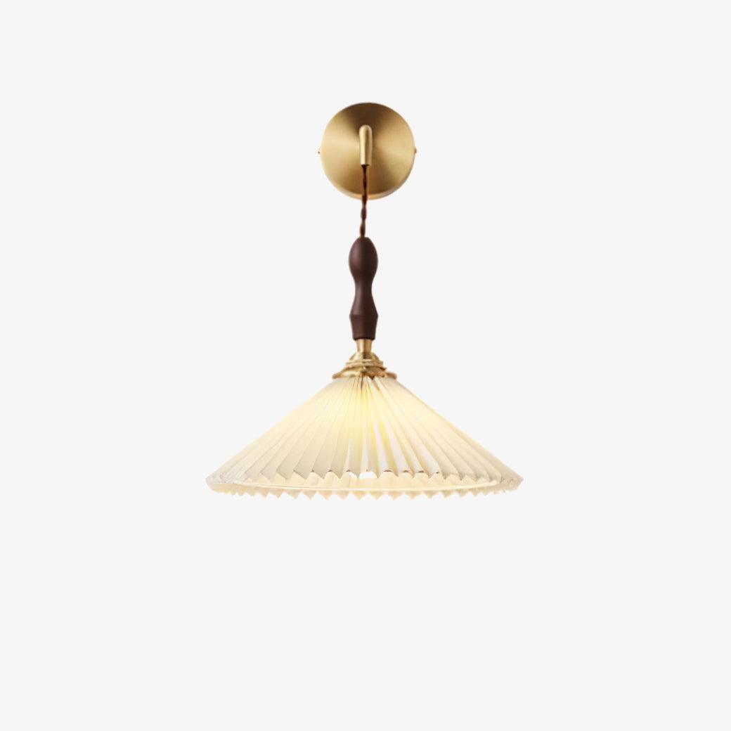 Mordan Premium	Elegance Pleated Walnut Wooden Wall Lamp
