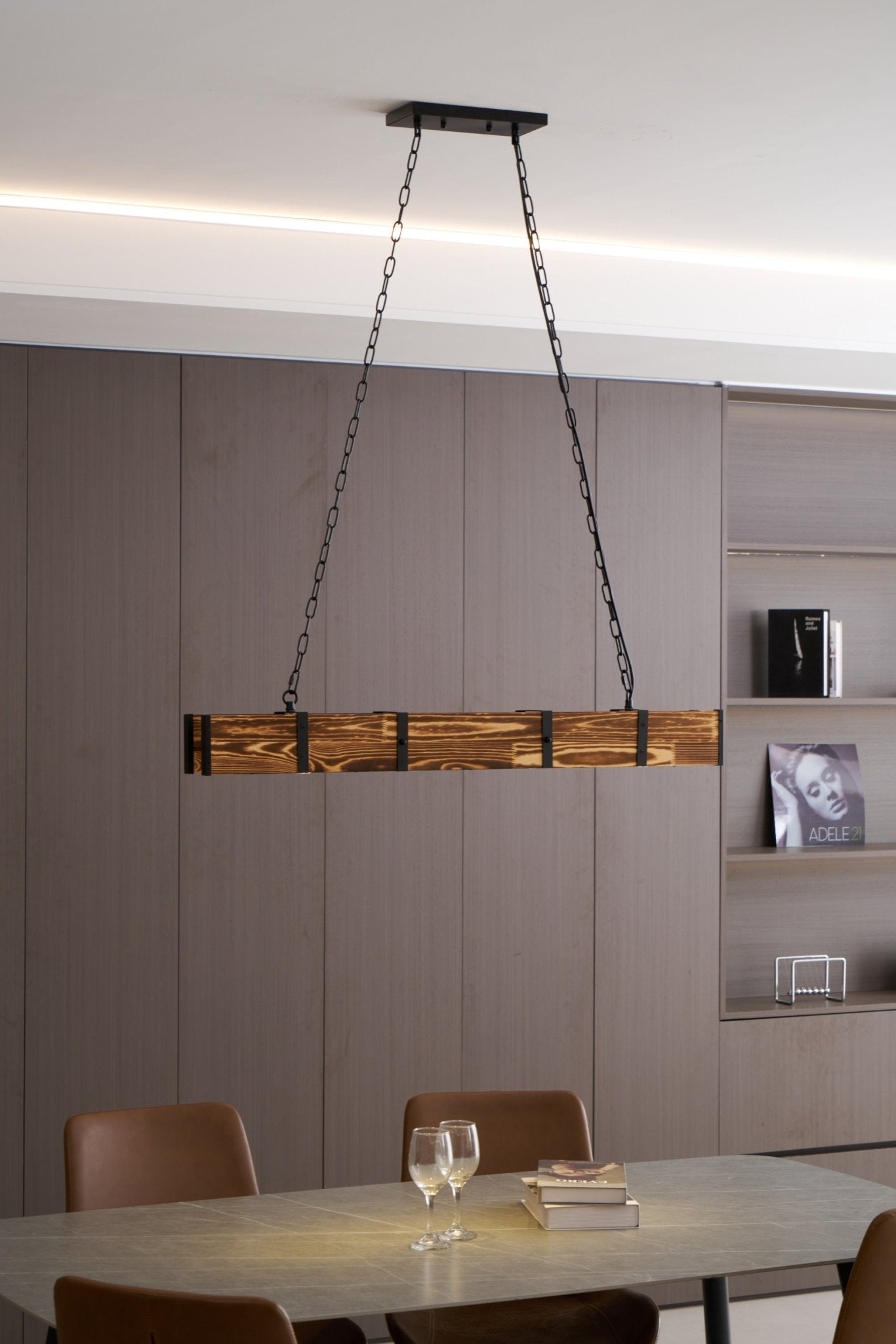 Aldelena Chandelier Pleva Linear Natural Wood