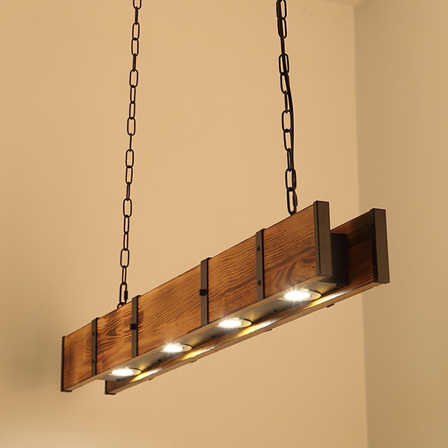 Aldelena Chandelier Pleva Linear Natural Wood