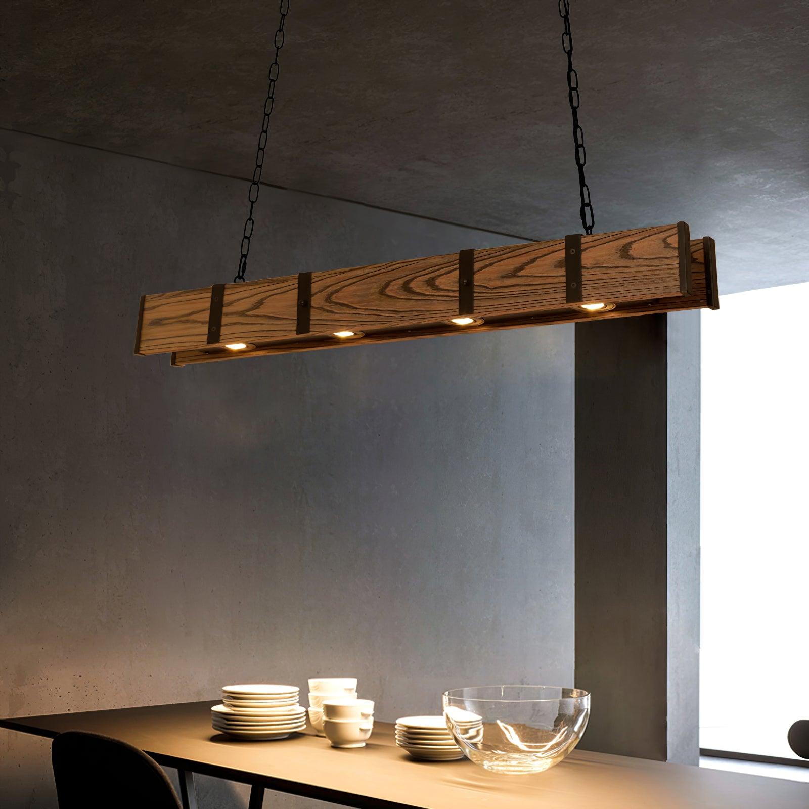 Aldelena Chandelier Pleva Linear Natural Wood