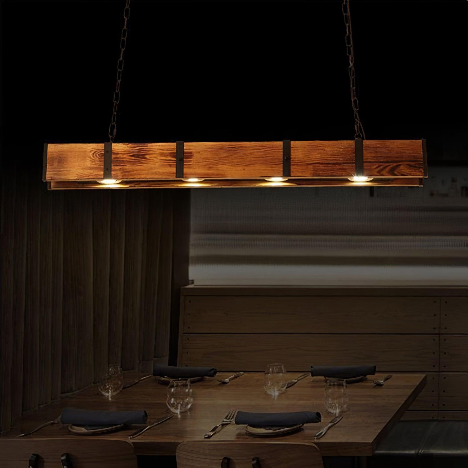 Aldelena Chandelier Pleva Linear Natural Wood