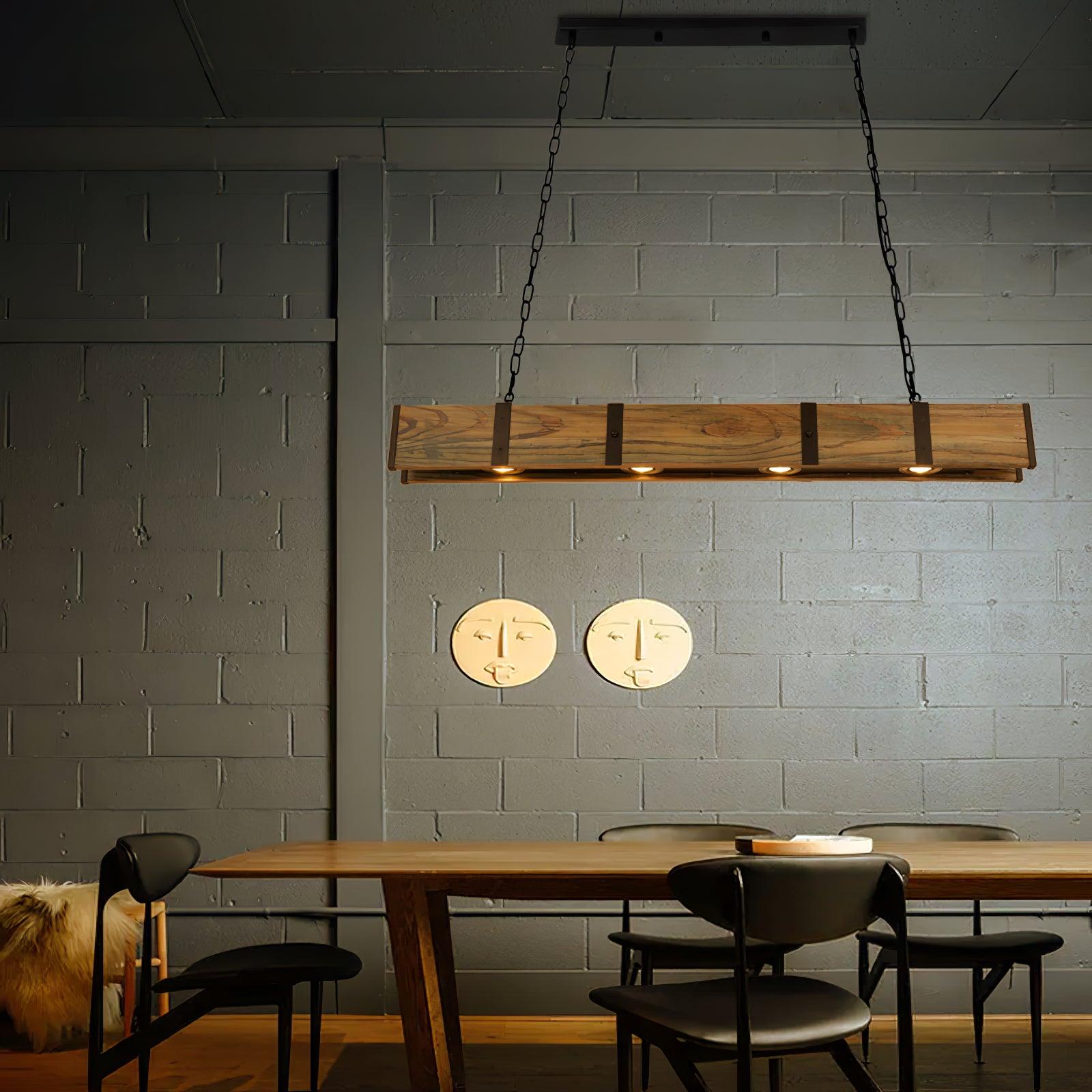 Aldelena Chandelier Pleva Linear Natural Wood