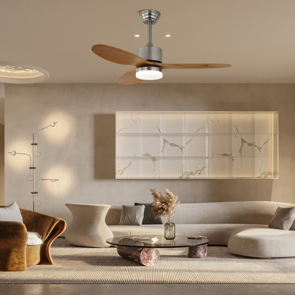 Aldirella Minimalist Wood Ceiling Fan Light