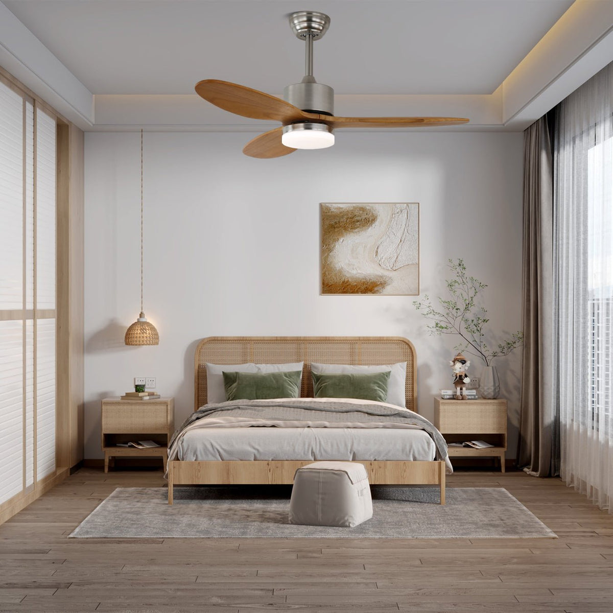Aldirella Minimalist Wood Ceiling Fan Light