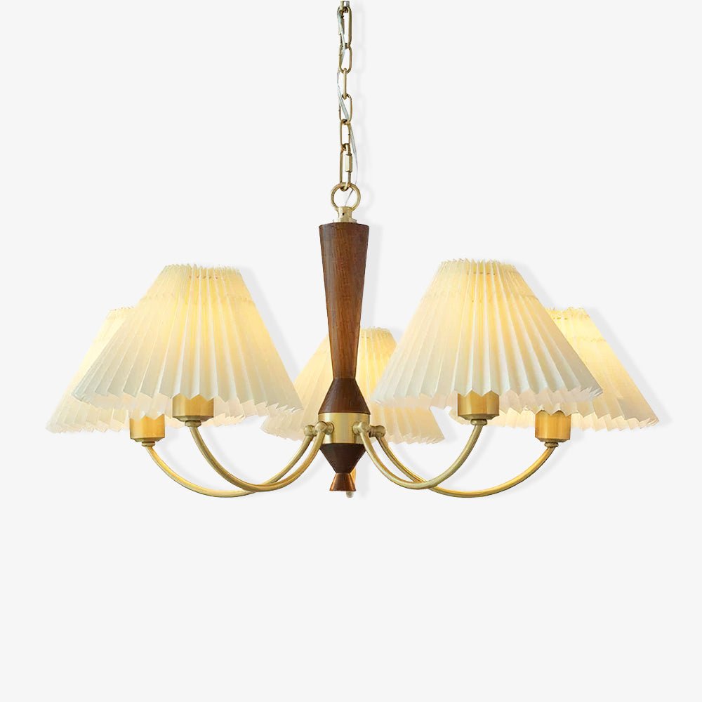 Elaorira Chandelier White Pleated Lampshades