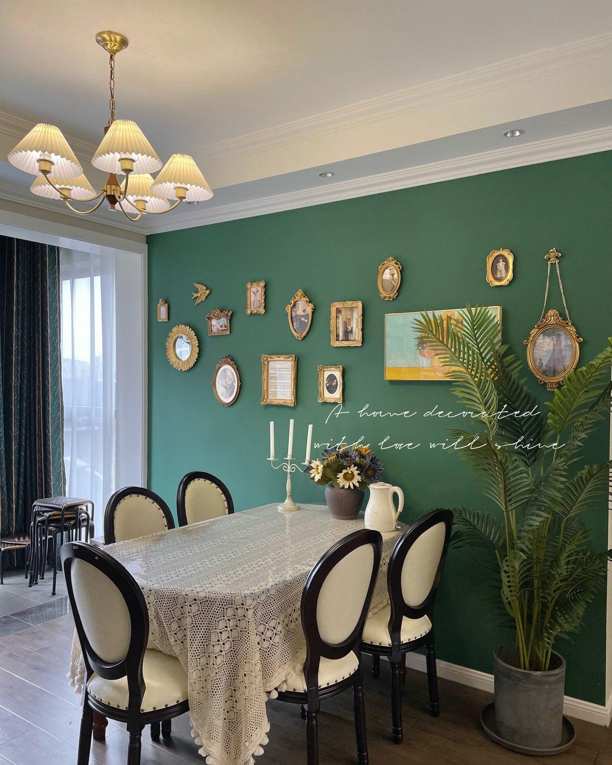 Elaorira Chandelier White Pleated Lampshades