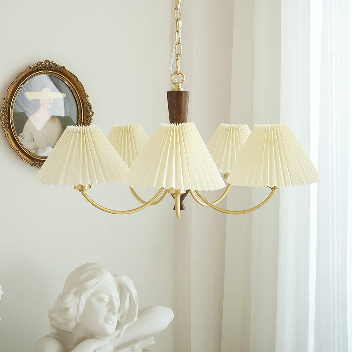 Elaorira Chandelier White Pleated Lampshades