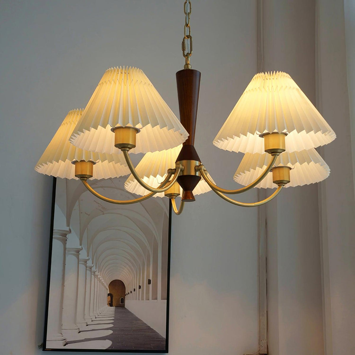 Elaorira Chandelier White Pleated Lampshades