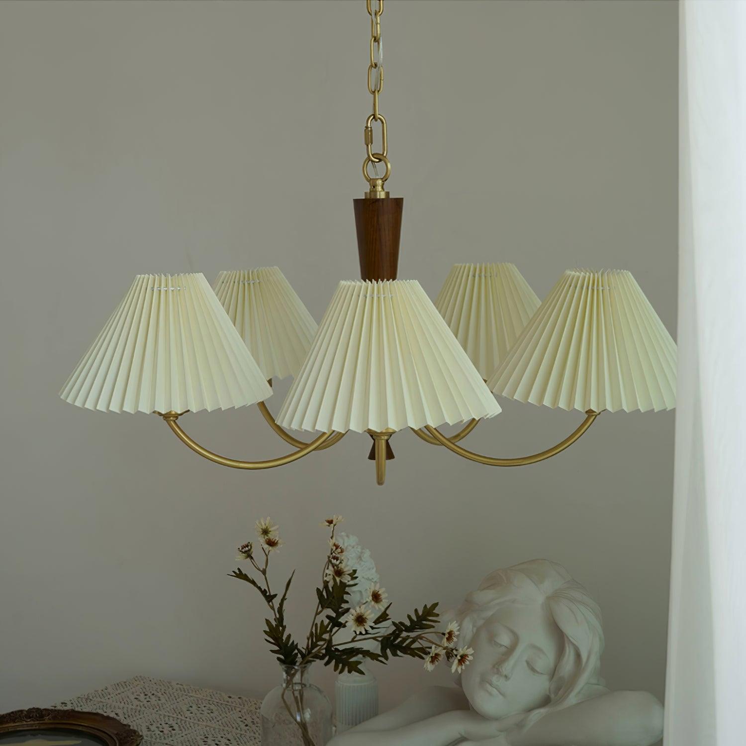 Elaorira Chandelier White Pleated Lampshades