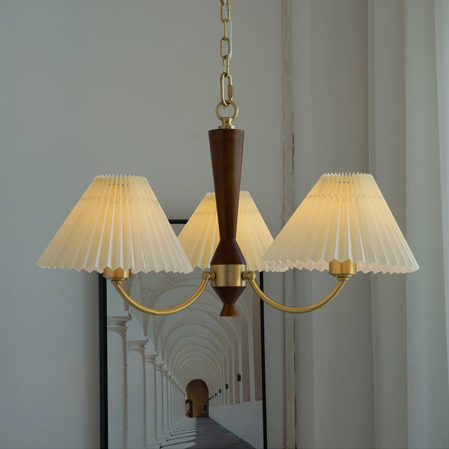 Elaorira Chandelier White Pleated Lampshades