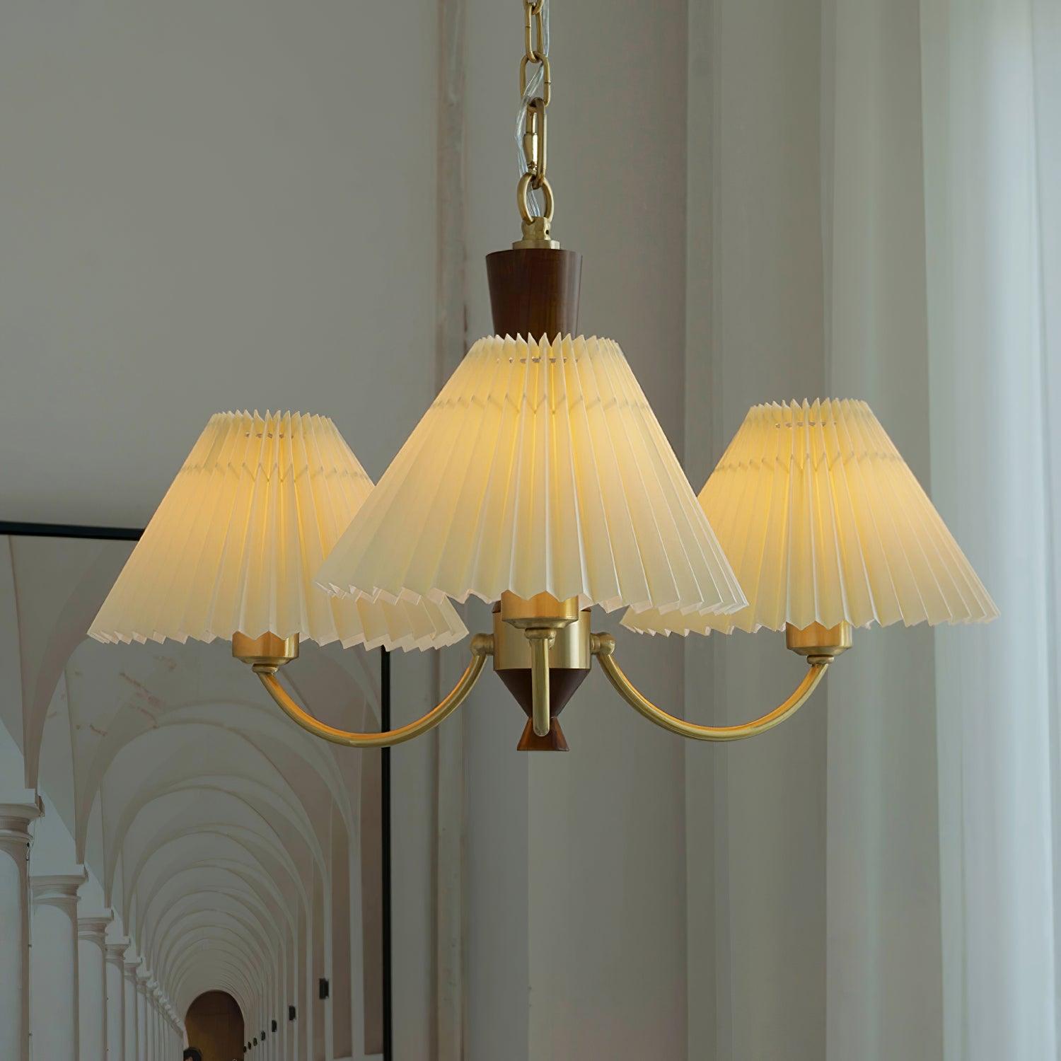 Elaorira Chandelier White Pleated Lampshades