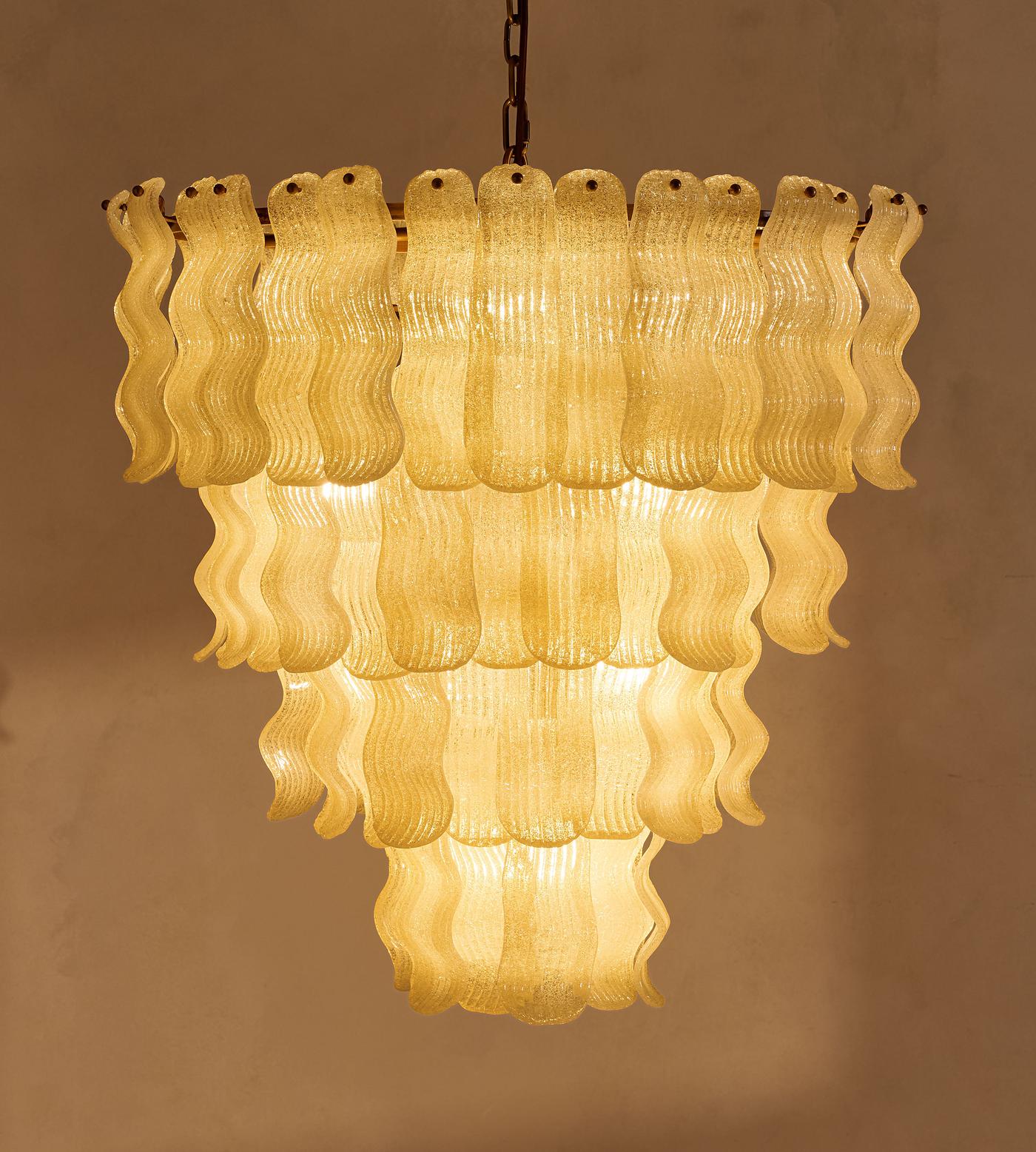 Borzi Yellow Glass Leaf Luxurious Chandelier