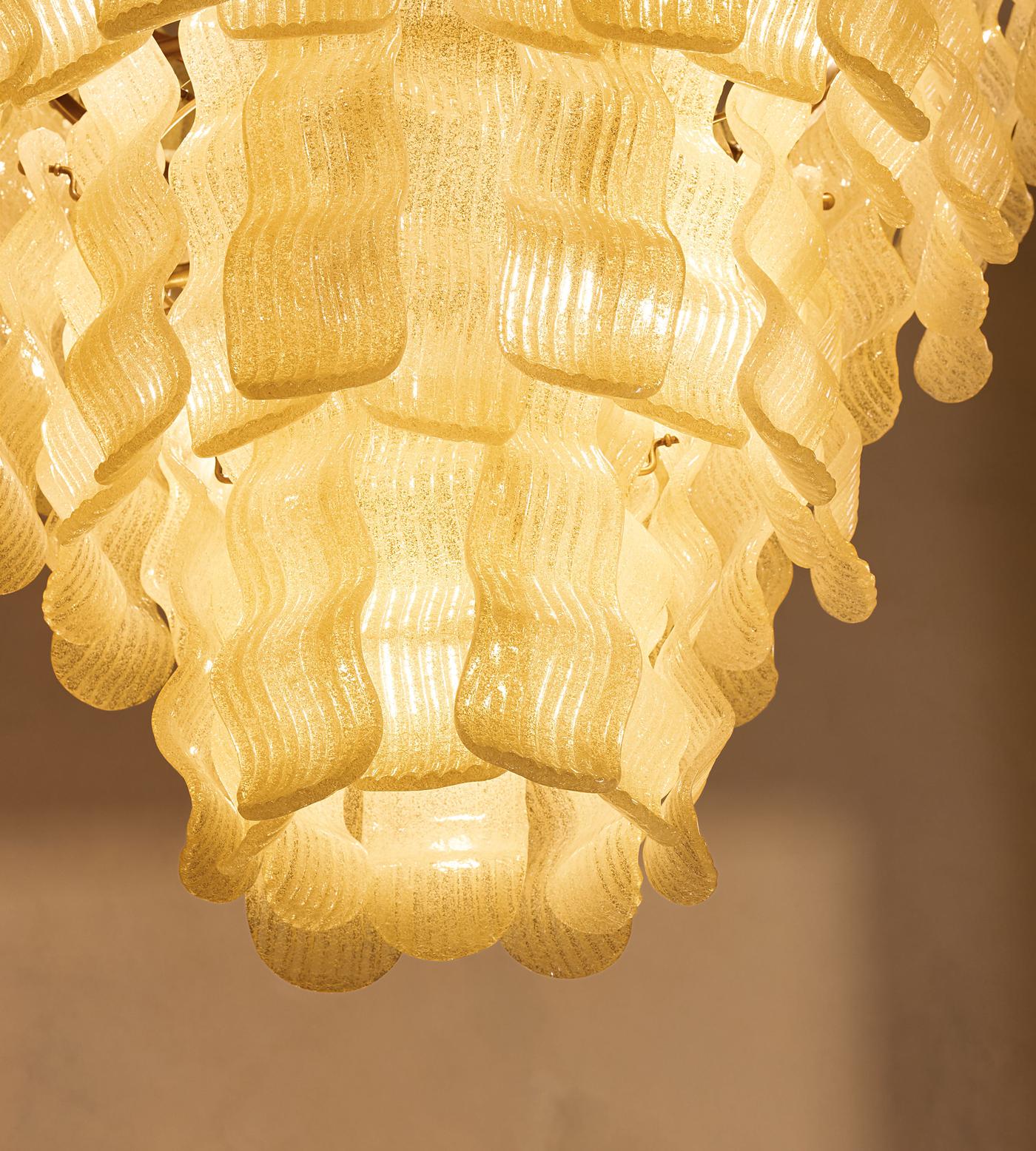 Borzi Yellow Glass Leaf Luxurious Chandelier