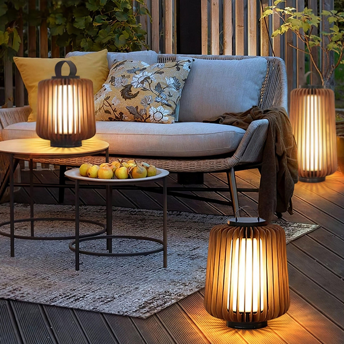 Elvelian Portable Rechargeable Wood Lantern Outdoor Light