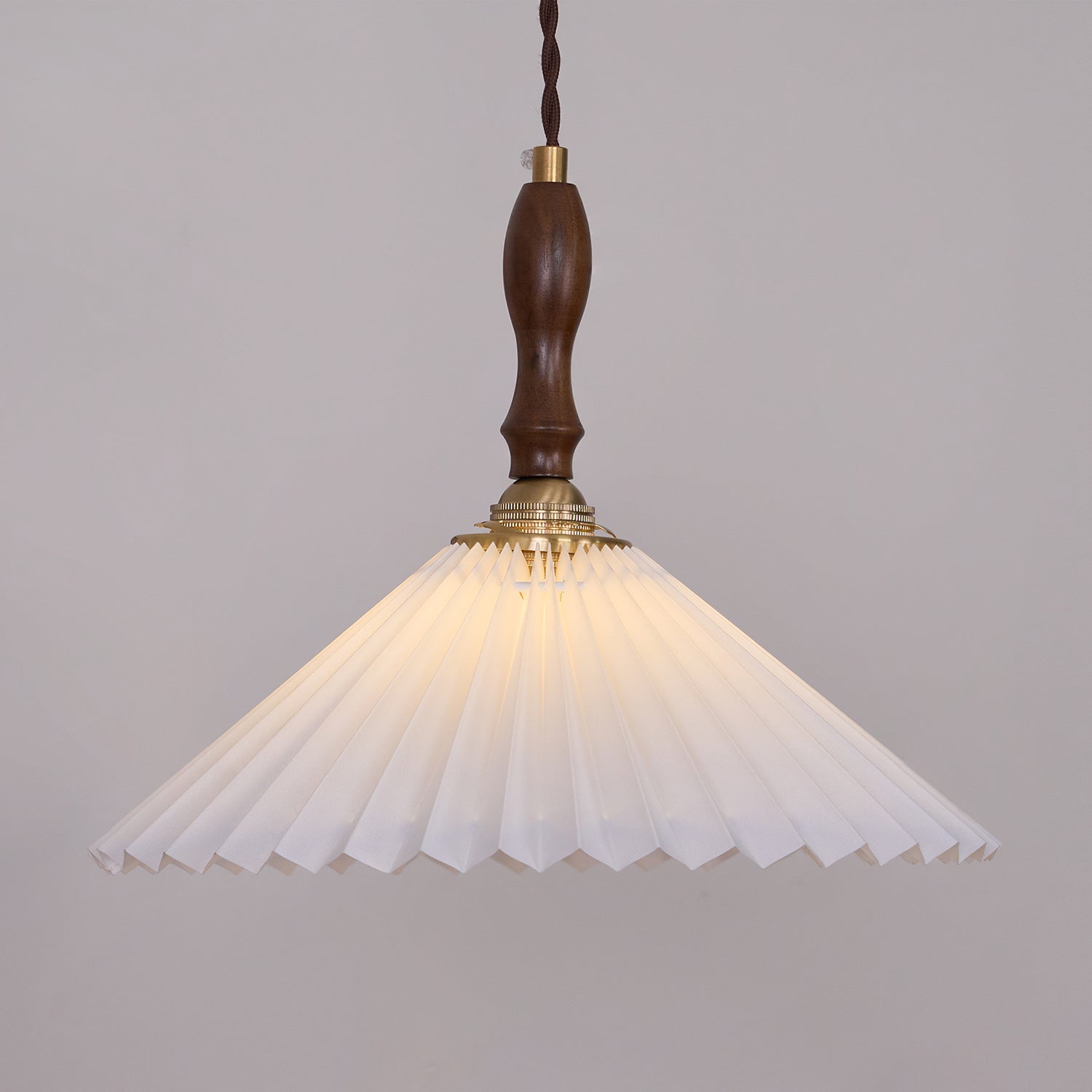 Eldora Pleated Shade Plug-In Pendant Light with Wooden Accent - Neutral Decor