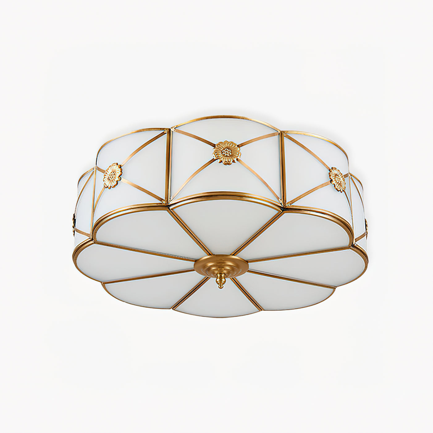 Auralaine Ceiling Lamp Brass Scalloped Frosted Classic