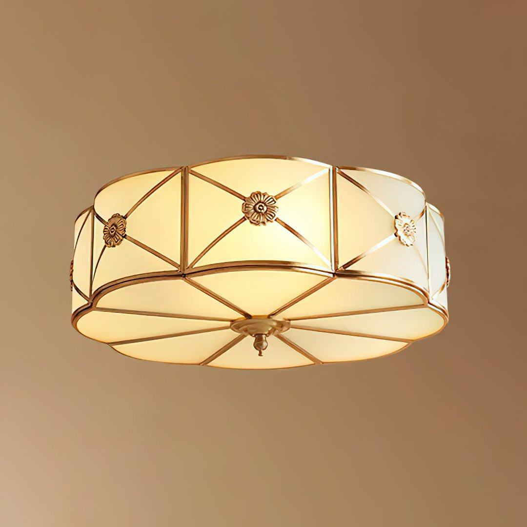 Auralaine Ceiling Lamp Brass Scalloped Frosted Classic