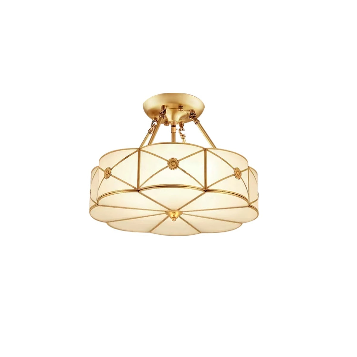 Auralaine Ceiling Lamp Brass Scalloped Frosted Classic