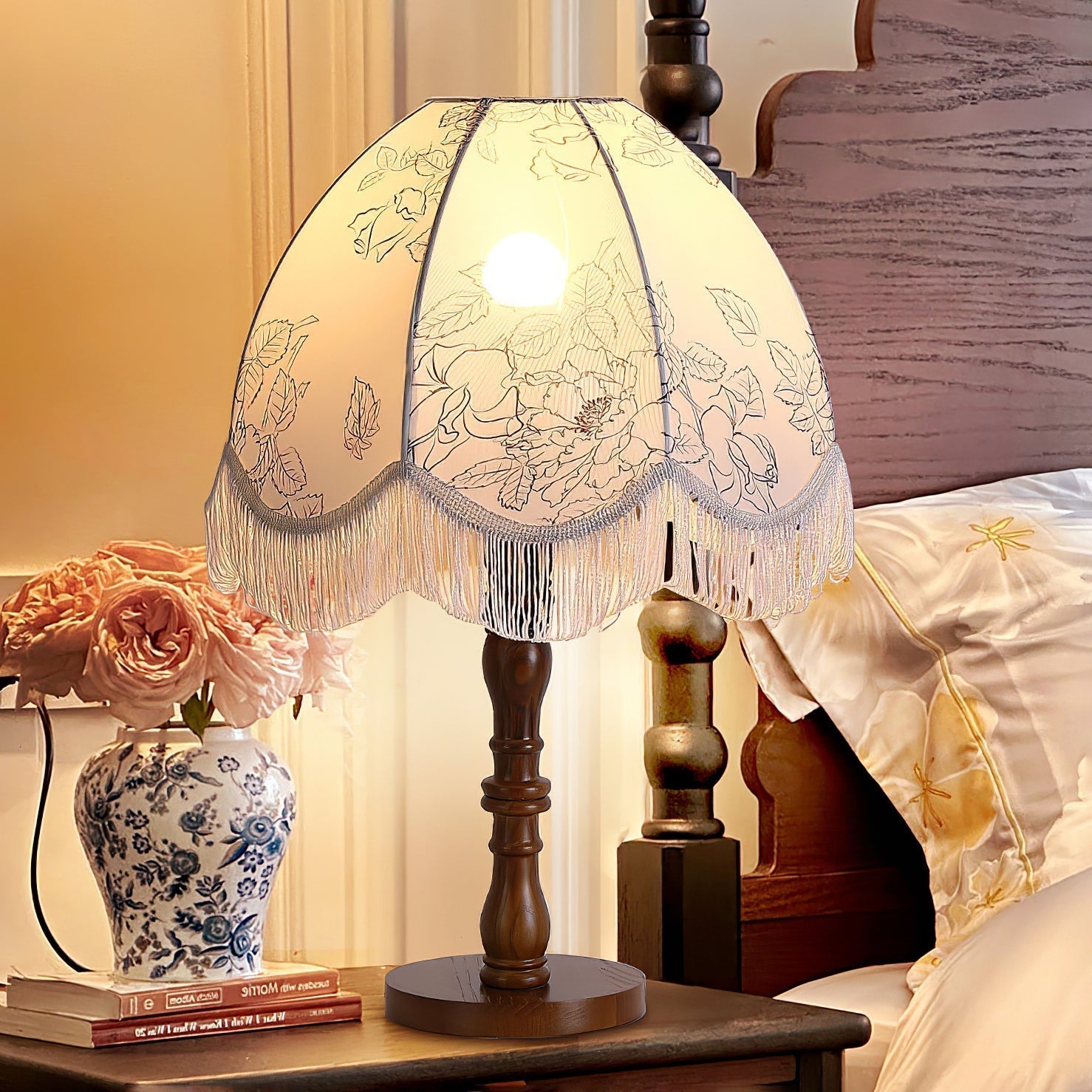 Orlyn Wood Fabric Elegant Table Lamp