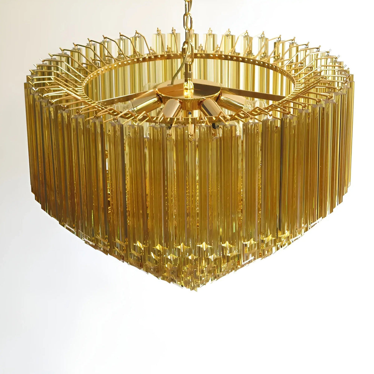 Celiselle Chandelier Amber Murano Glass Prism Grand Art