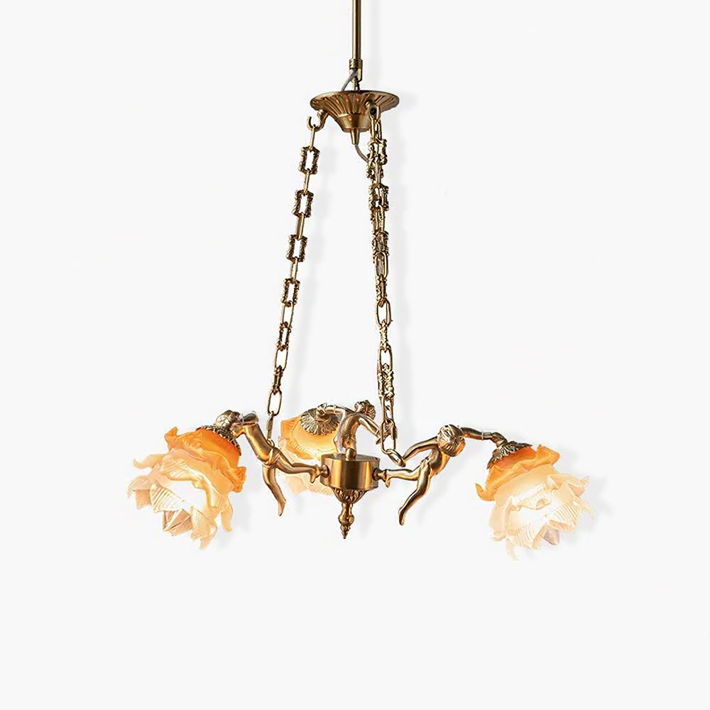 Solisira Chandelier Brass Suspension Floral Vintage