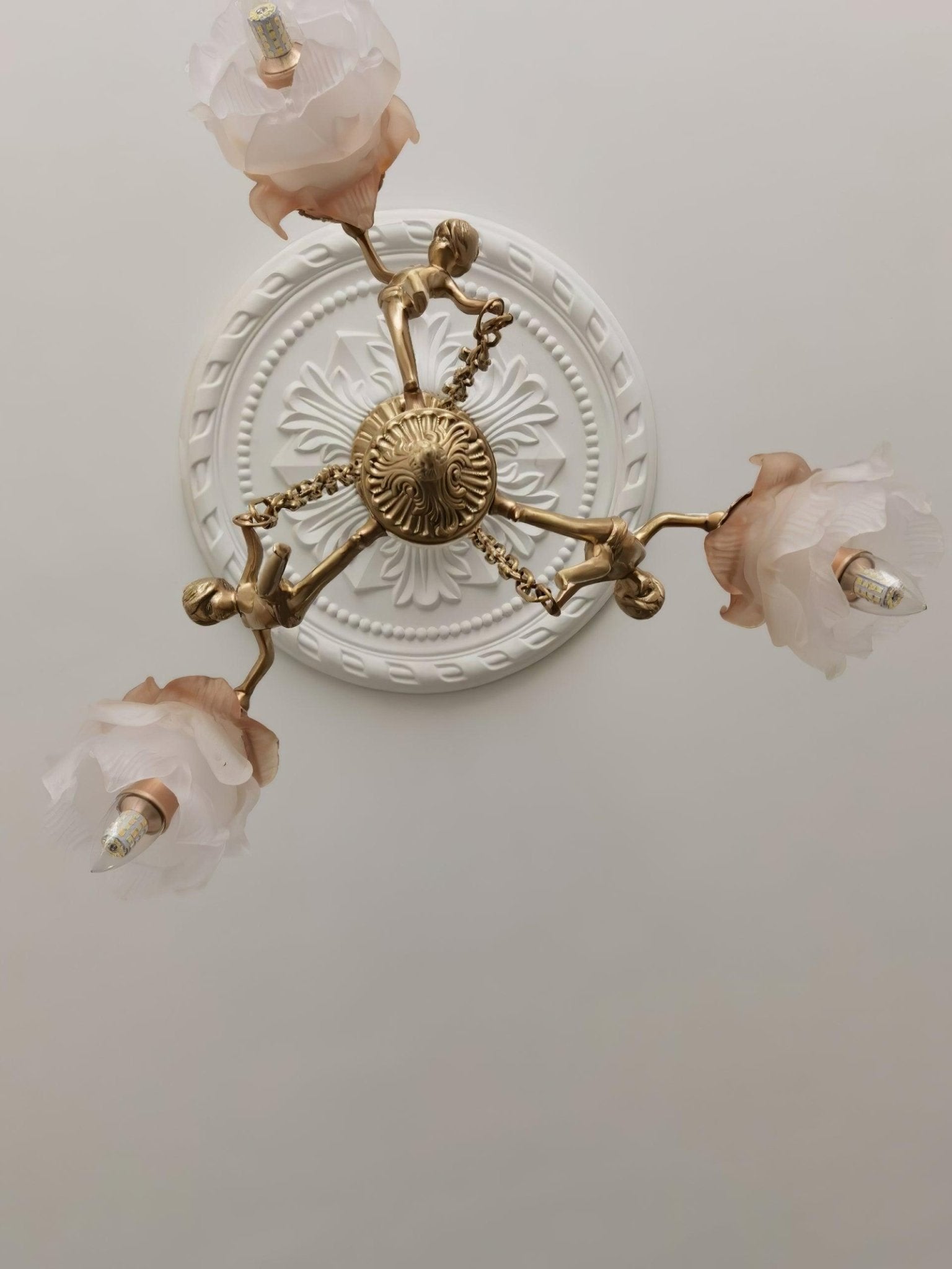 Solisira Chandelier Brass Suspension Floral Vintage