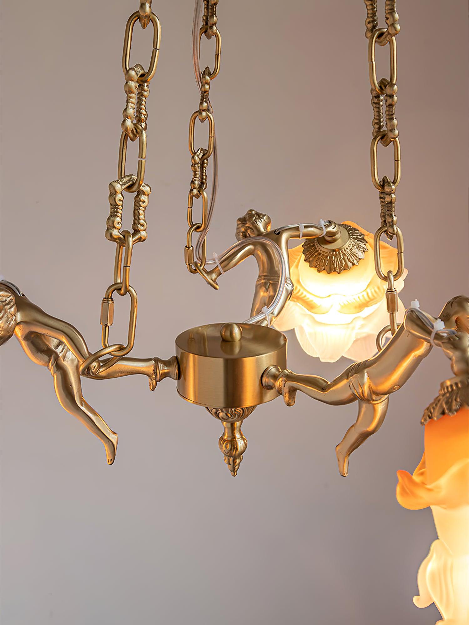 Solisira Chandelier Brass Suspension Floral Vintage