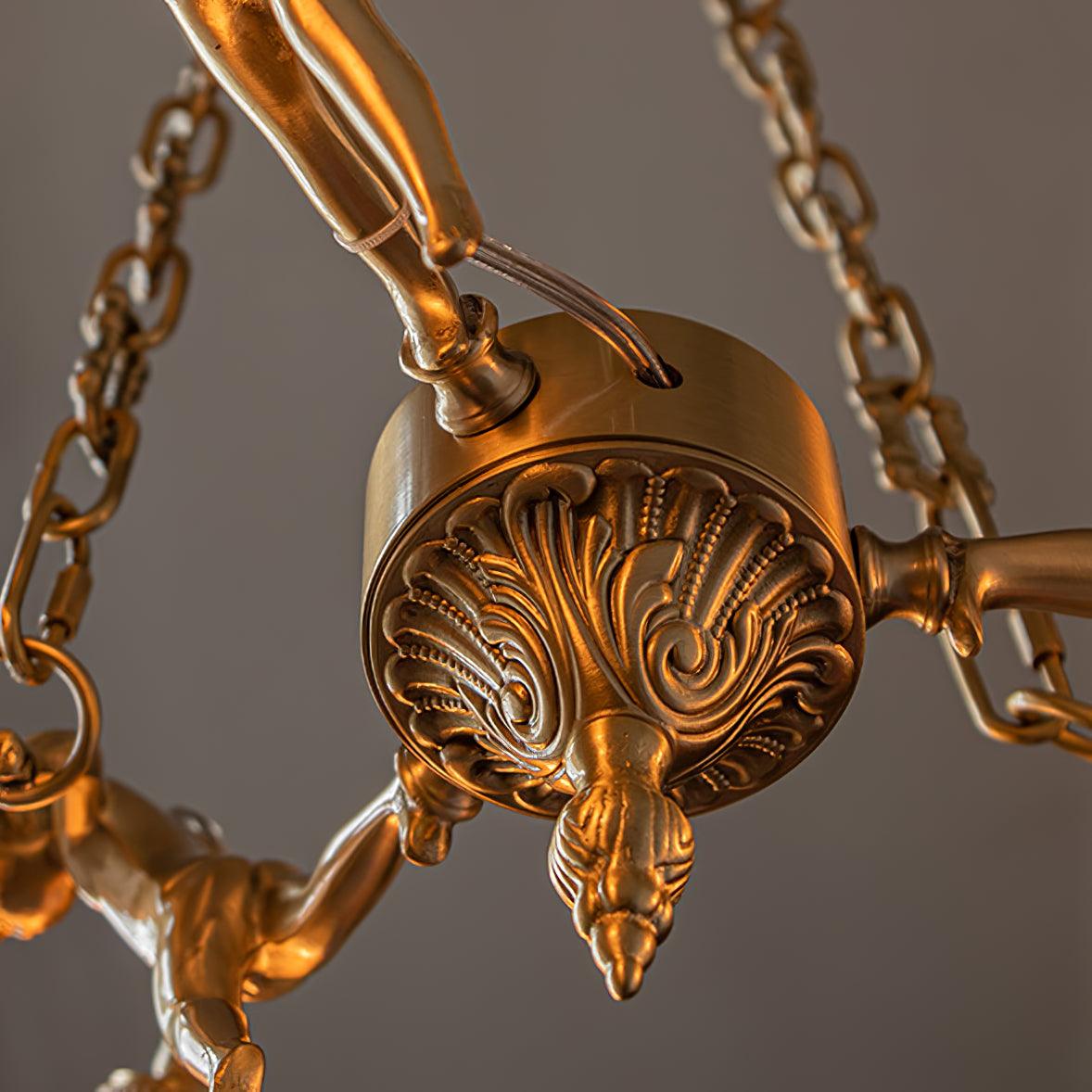 Solisira Chandelier Brass Suspension Floral Vintage
