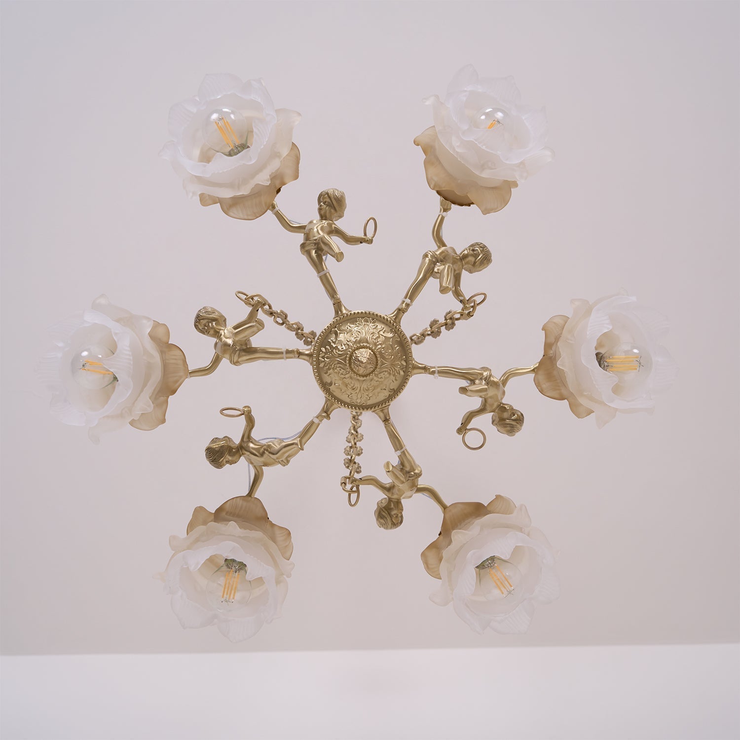 Solisira Chandelier Brass Suspension Floral Vintage
